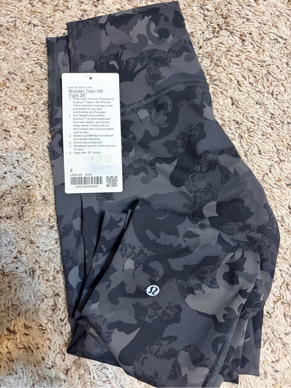 Lululemon Wunder Train HR Leggings - Black Floral Camo